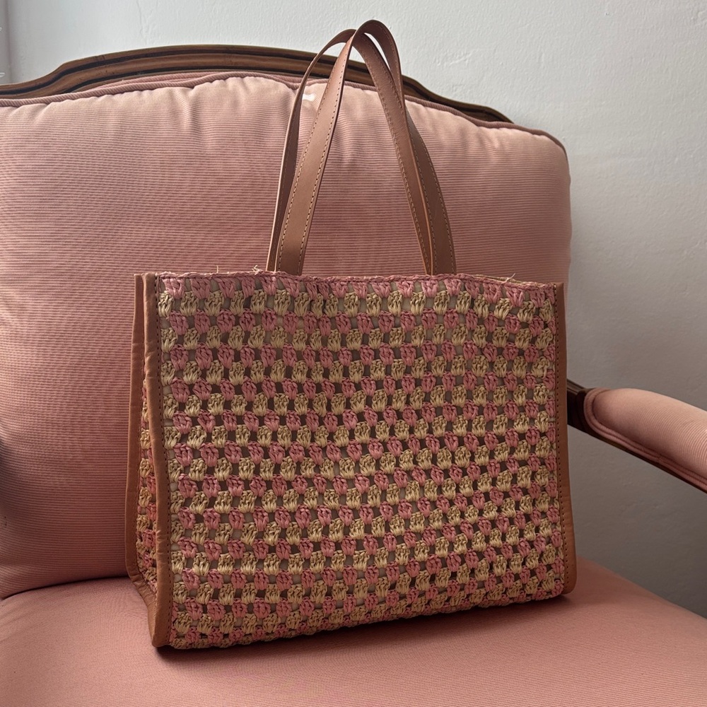 Loeffler Randall Pink Natural Woven Tote Bag